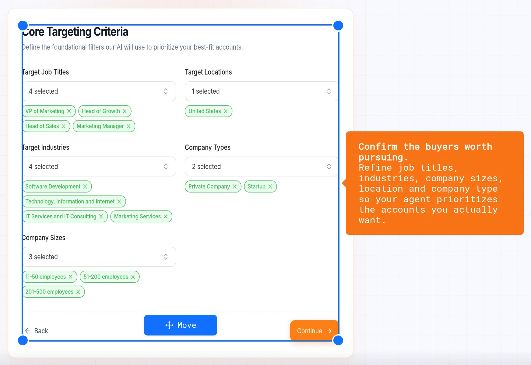 Pointer step tooltip next to its selected element in the editor preview